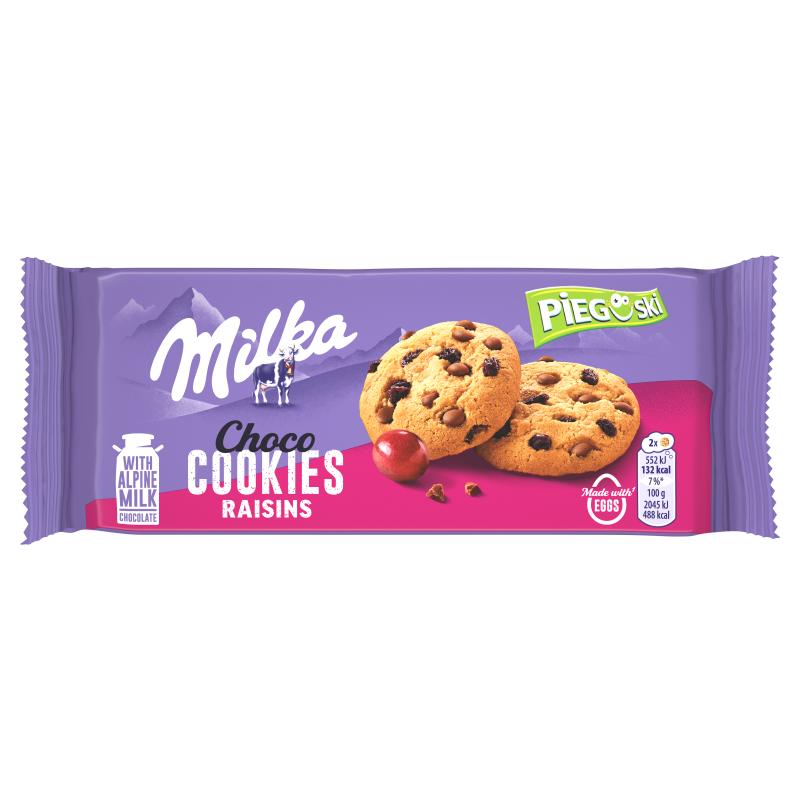Milka Pieguski Biscotti al Cioccolato Biscotti all'Uvetta con pezzi di cioccolato al latte e uvetta 135 g