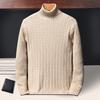 Winter Autumn Men's Formal Clohtes Striped Knit Knitwear Turtleneck Sweater For Men Tops Blouse Undershirts Work