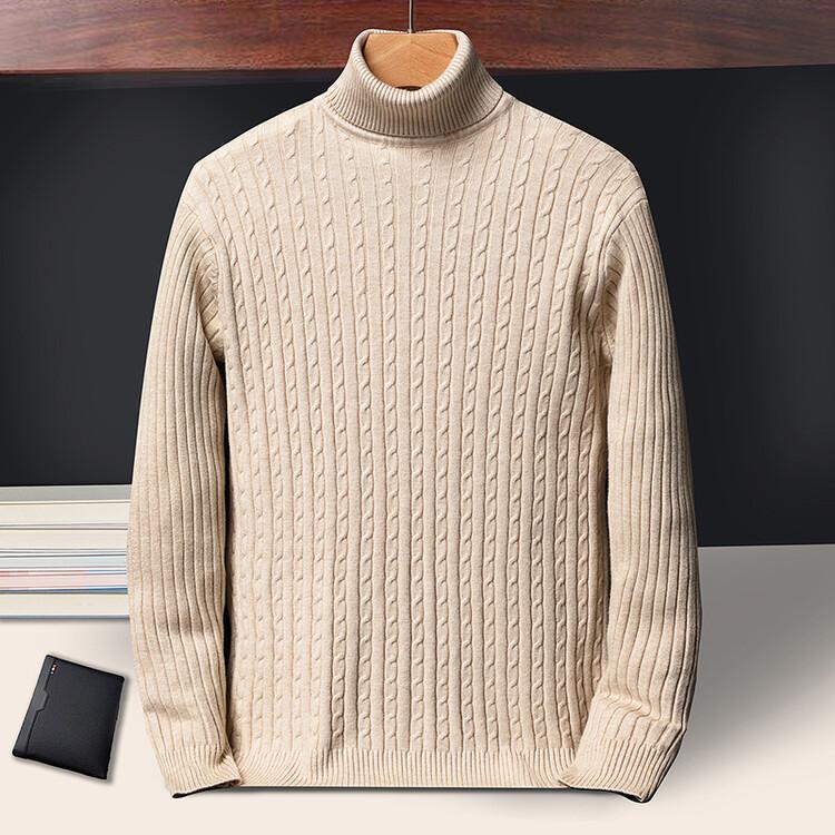 Winter Autumn Men's Formal Clohtes Striped Knit Knitwear Turtleneck Sweater For Men Tops Blouse Undershirts Work