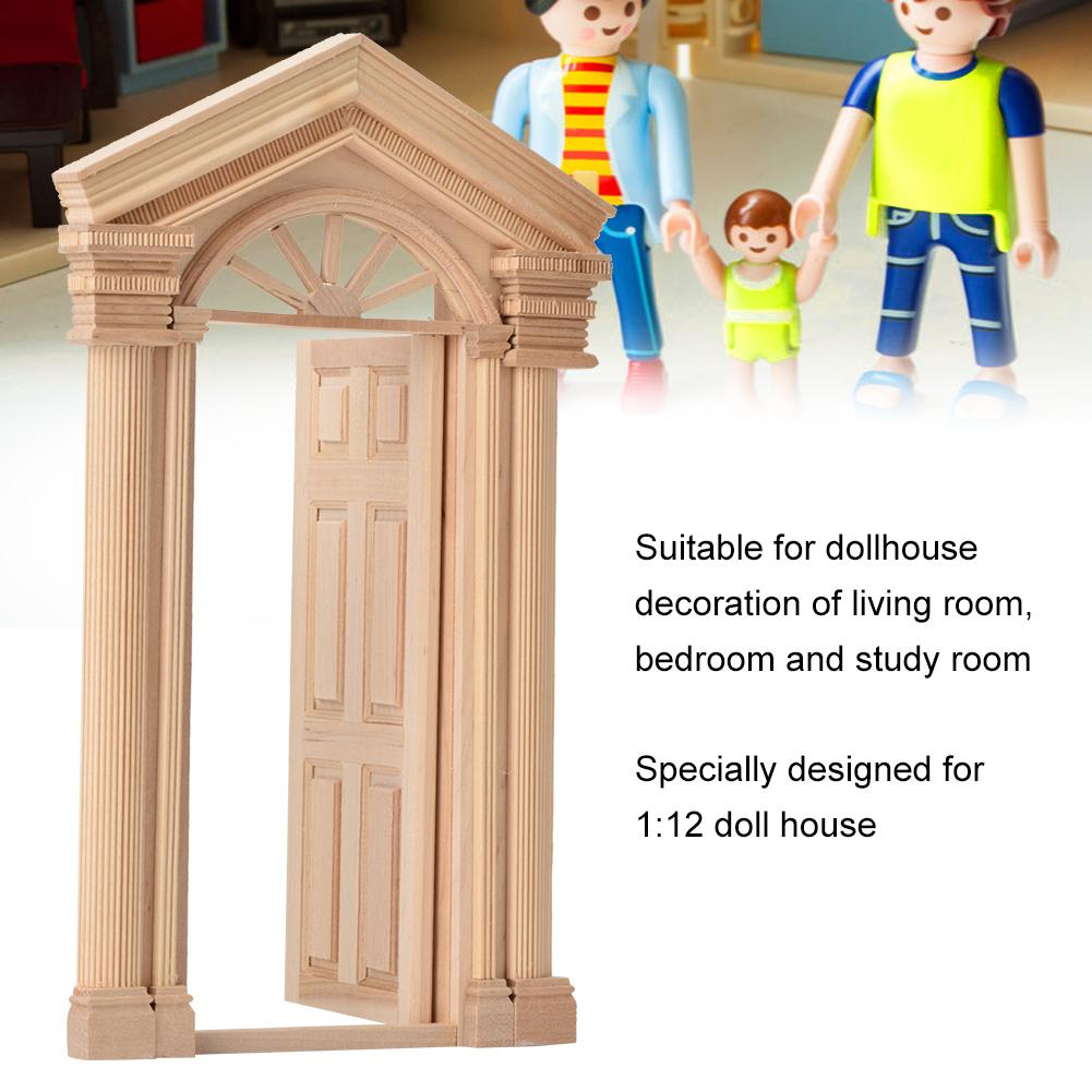 1:12 Doll House Mini Wooden Steepletop Door for Dolls DIY Dollhouse Furniture Accessories