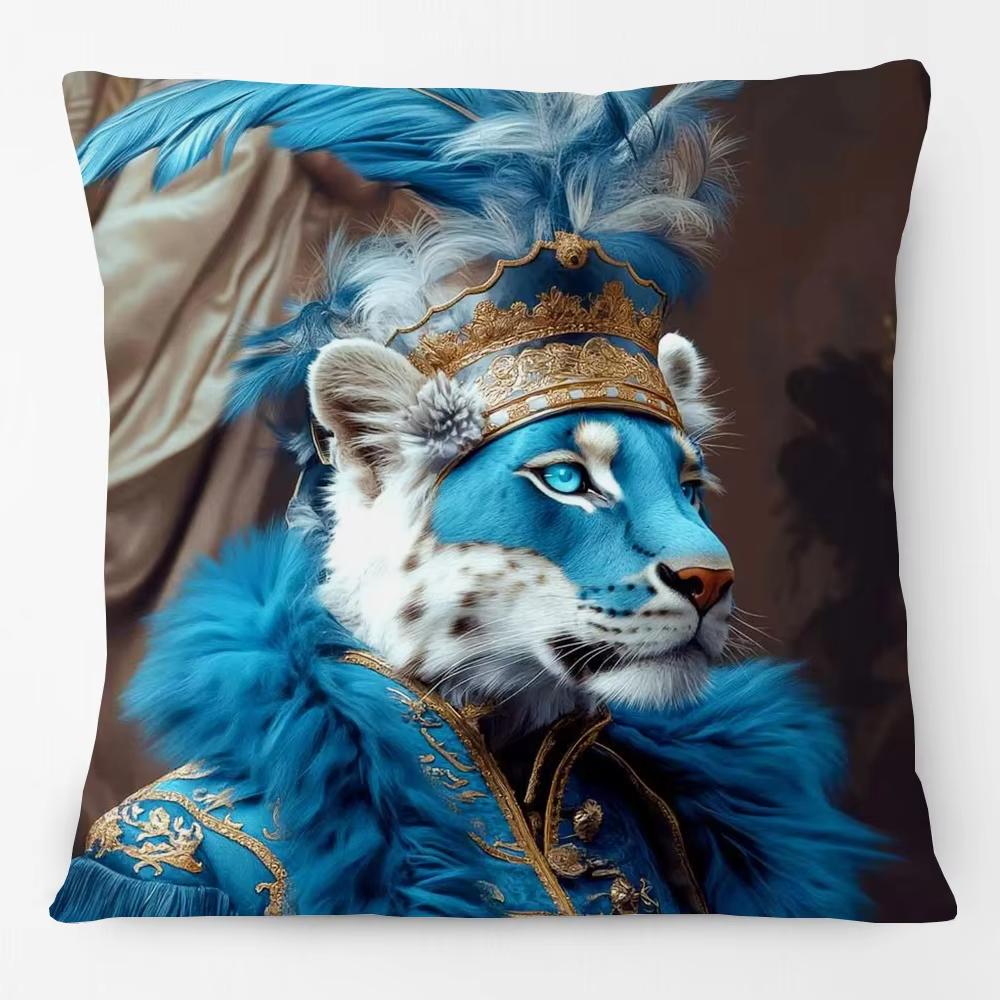 Animals Portrait Poster Pillowcase European Fashion Leopard Royal Lion Zebra Living Room Cushion Cover Square Home Decoration