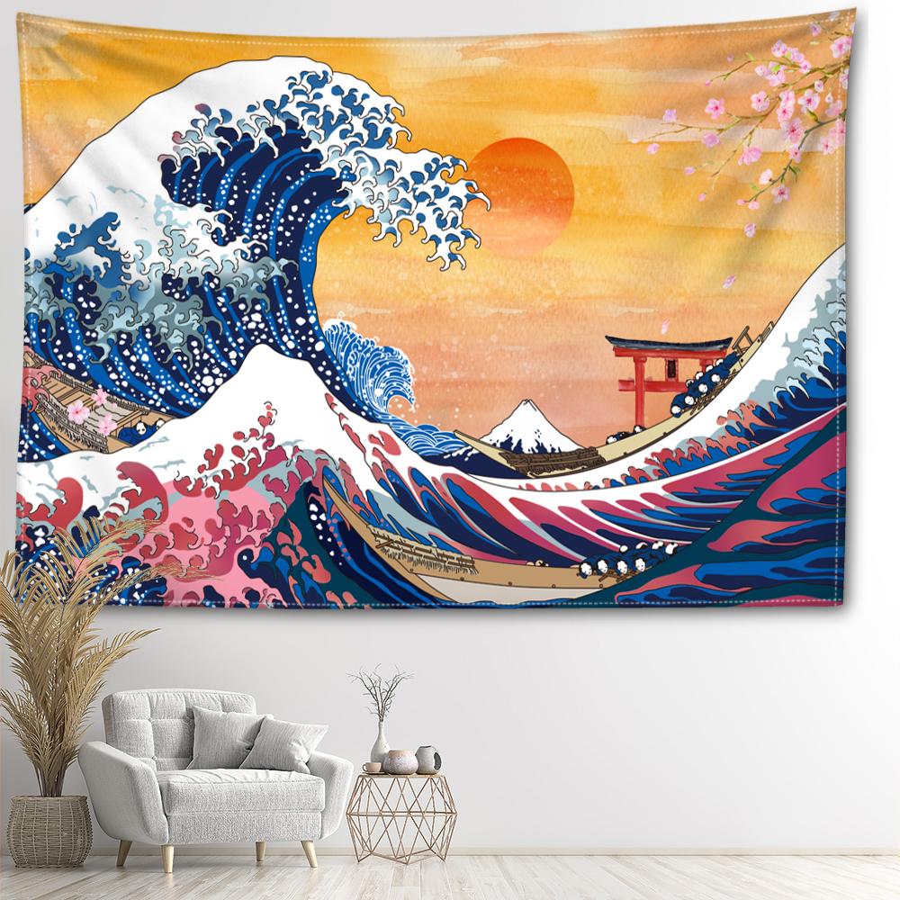 Гобелен «Оранжевое солнце и волны» — фото 6