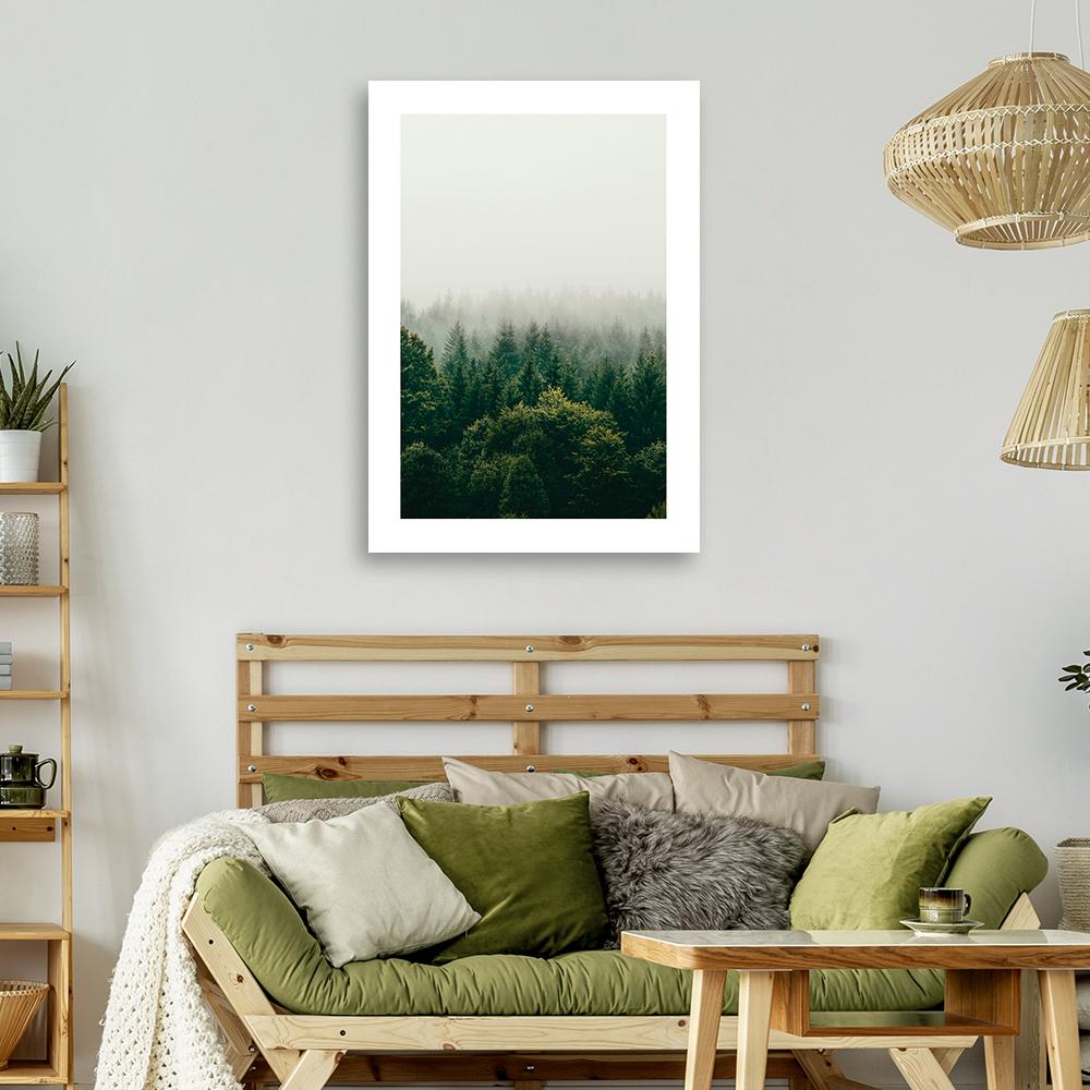 Canvas Print, Green Forest In the Fog