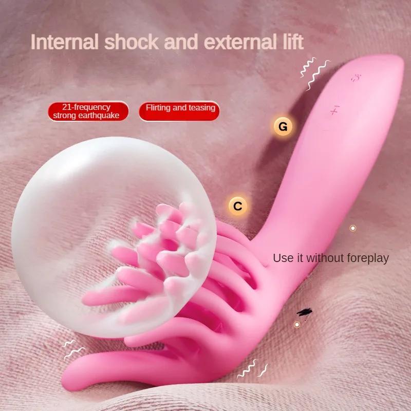 Powerful 21 Frequency Brush Vibrator Masturbation Stick Tease Woman Clitoral G-Spot Stimulator Adult Sex Toys Female Masturbator