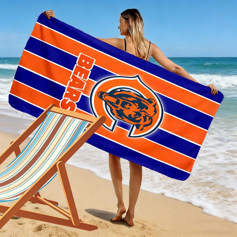 Chicago Bears Print Beach Towel, Large Soft Quick Dry Towel for Beach Camping Swimming