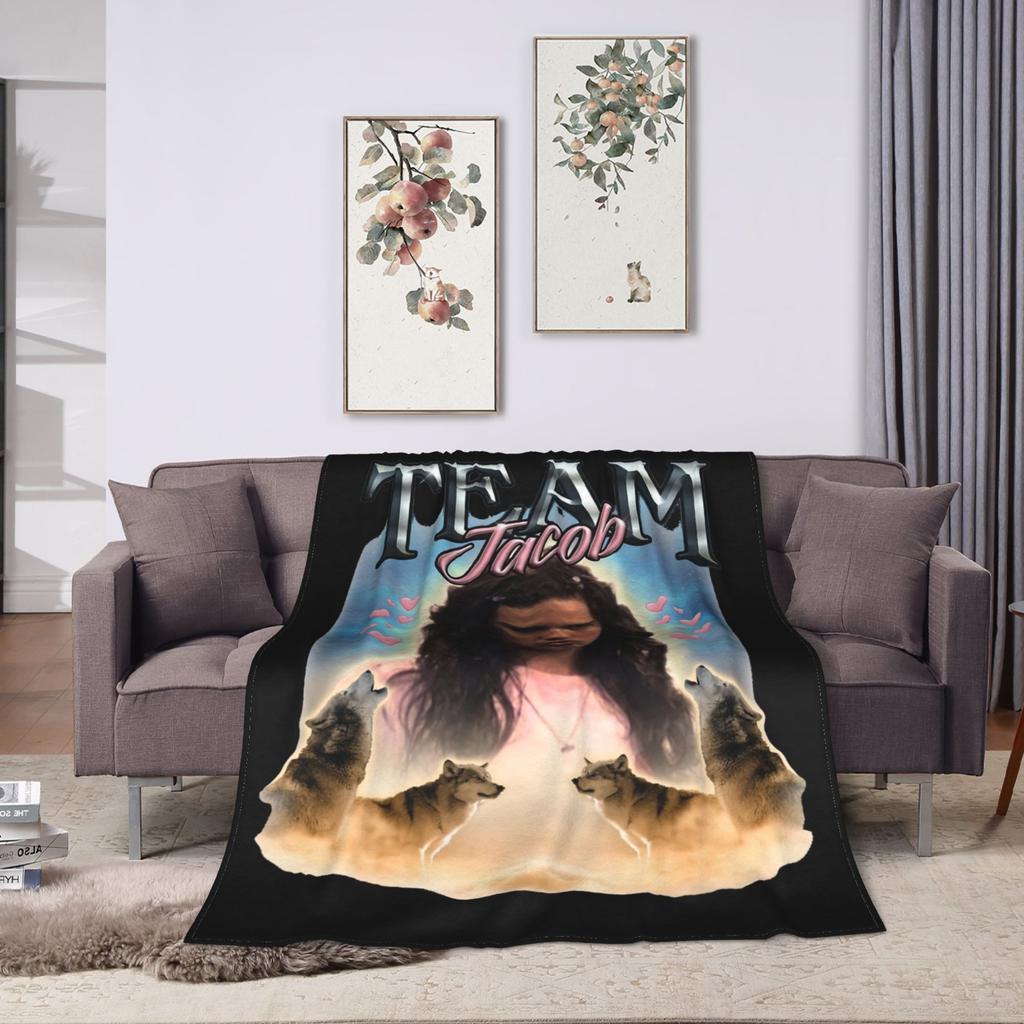 The Twilight Saga Jacob Wolf Pack Girls Muscle Blanket Fleece Portable Warm Throw Blanket for Sofa Outdoor Plush Thin Quilt