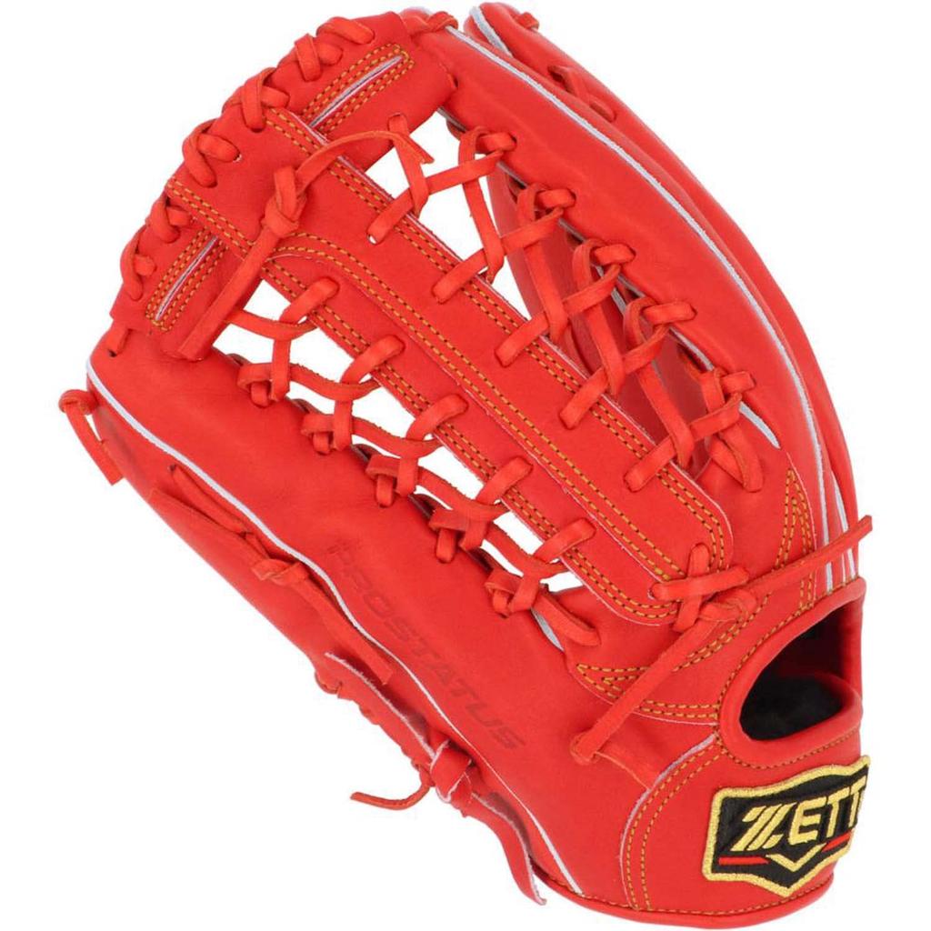 ZETT Pro Status Hard Baseball Glove Deep Size Made In Includes Glove BPROG771 (5800), Left-Handed Throw, Orange, 9, Japan, Bag,