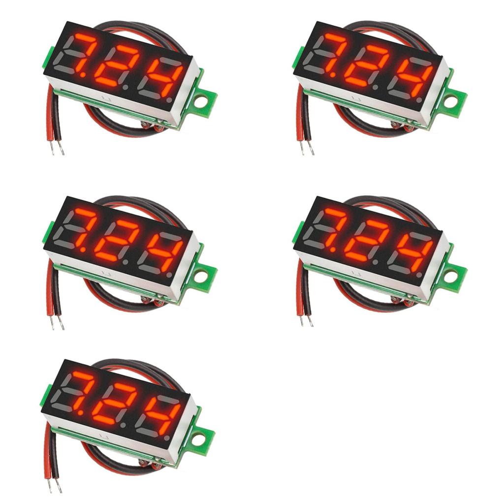 Samcos LED Digital Set of Digital Display Voltage Tester for DC Circuit Testing Voltmeter, 2-Wire, 0.28 Inch, 2.5V-30V, 5, Red,