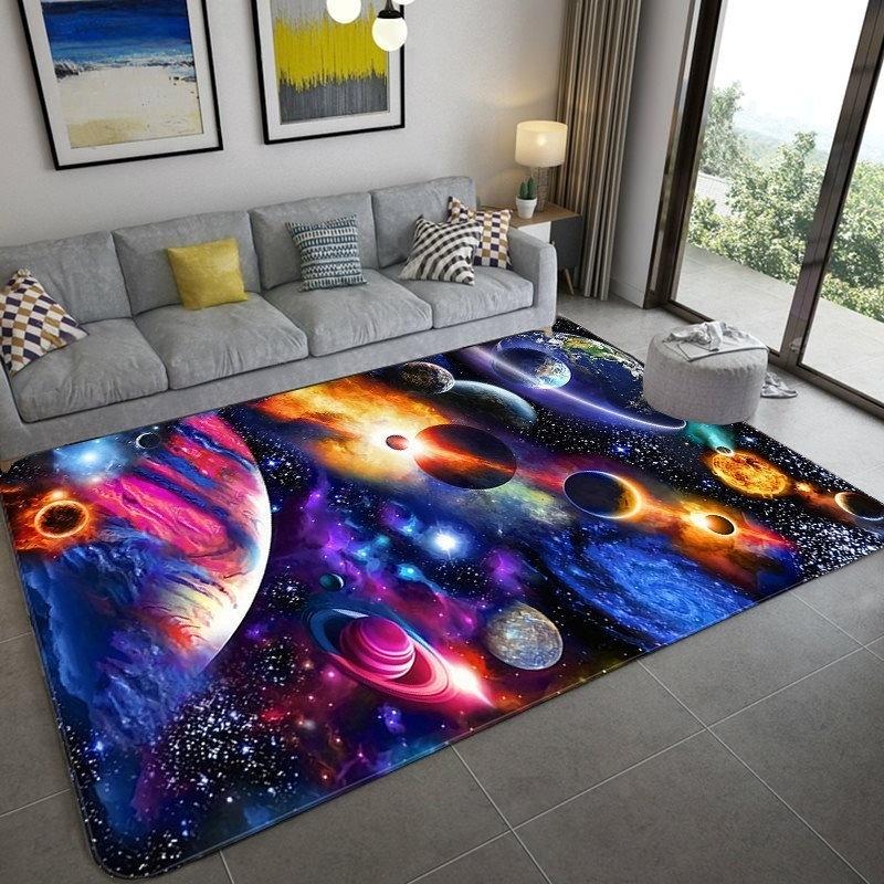 3D Solar System Children's Room Carpet Space Planet Carpet Children's Bedroom Anti-slip Mat Home Decoration Play Crawling Mat