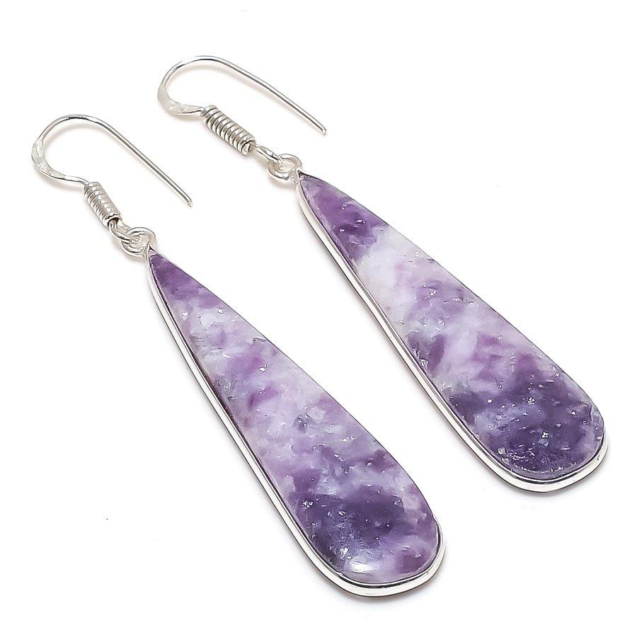 

Серьги из стерлингового серебра 925 пробы с натуральным лепидолитом 2,64 дюйма Q0u60