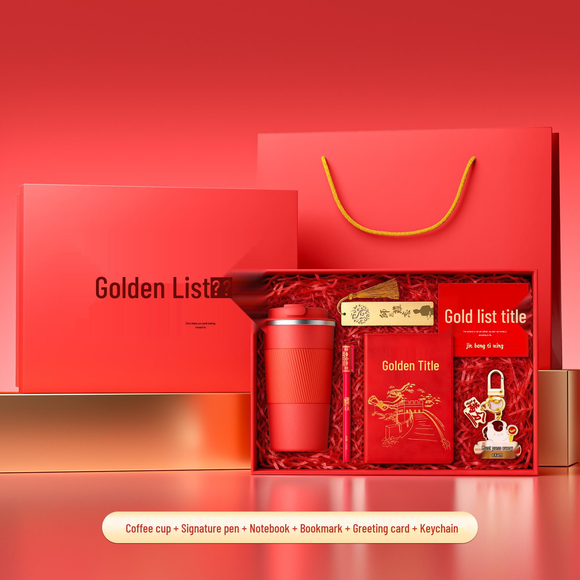 Golden Success Gift Box: High School Exam Encouragement & Motivational Set for Students and Teachers