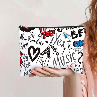 Borsa piatta da donna, pochette, astuccio per studenti, portamonete, borsa in tela di grande capacità