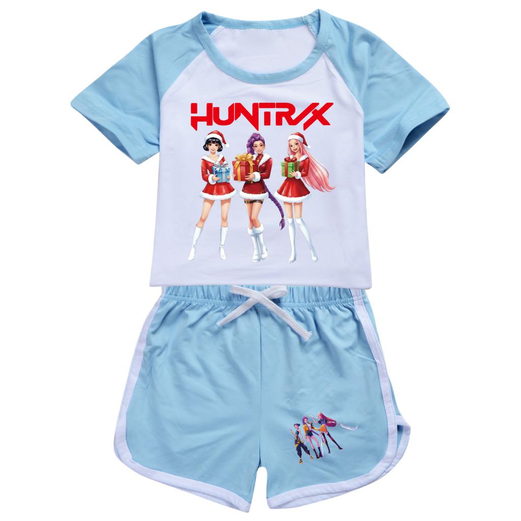 5086 Kids Girls Christmas POP Rumi Zoey Mira Print T-shirt Shorts Sport Tracksuit Clothes Set