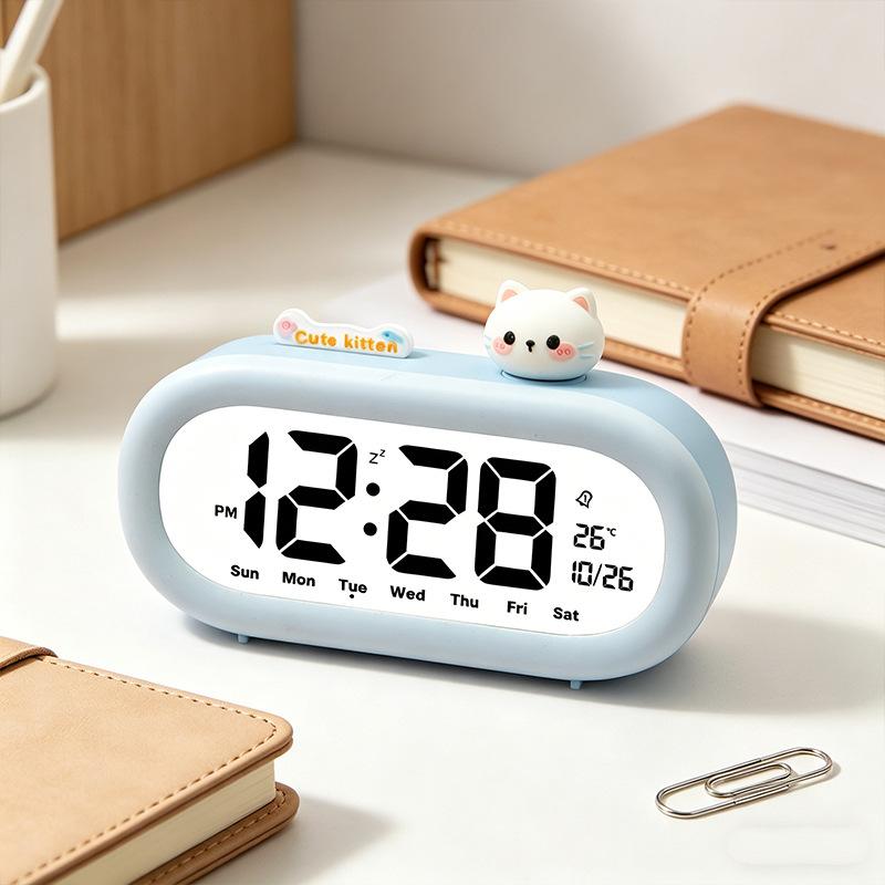 Student Learning Special Alarm Clock Desktop LCD Silent Electronic Clock Alarm Clock Cartoon Dormitory Living Room Smart Children
