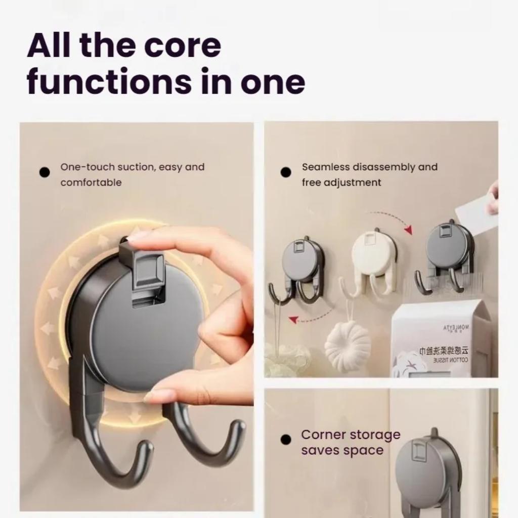 Suction Cup Hook No Drilling Required Bathroom Hooks Kitchen Door Back Clothes Hook Dual Hooks Strong Load-bearing Hooks