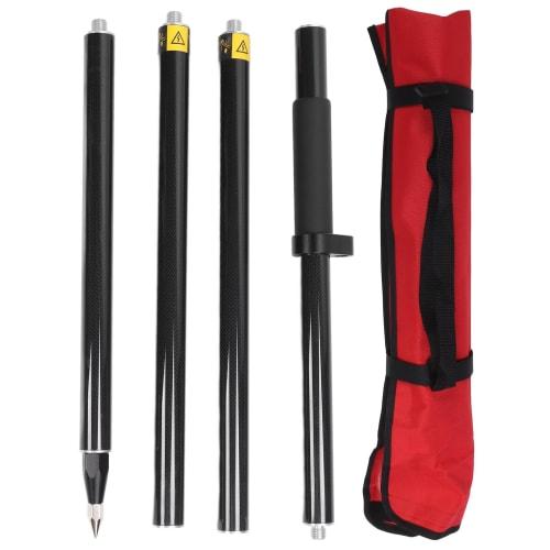 4 Section Prismatic Pole, Level Bubble 2 Meter Total Station Prismatic Pole Aluminum Alloy for Tunnel Subway Mine Highway