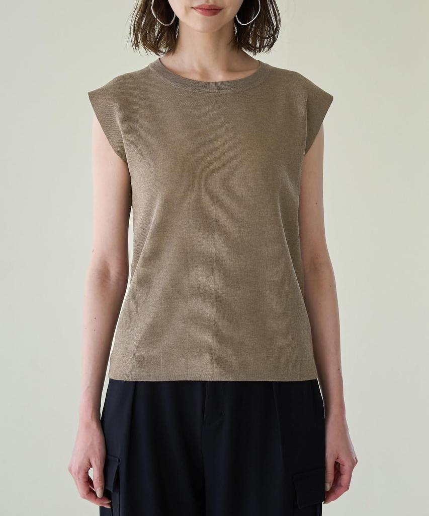 ROPE PICNIC LEVITA Spark Nylon Zero Sleeve Knit Beige Pullover, Women's, GDM54310, (27)