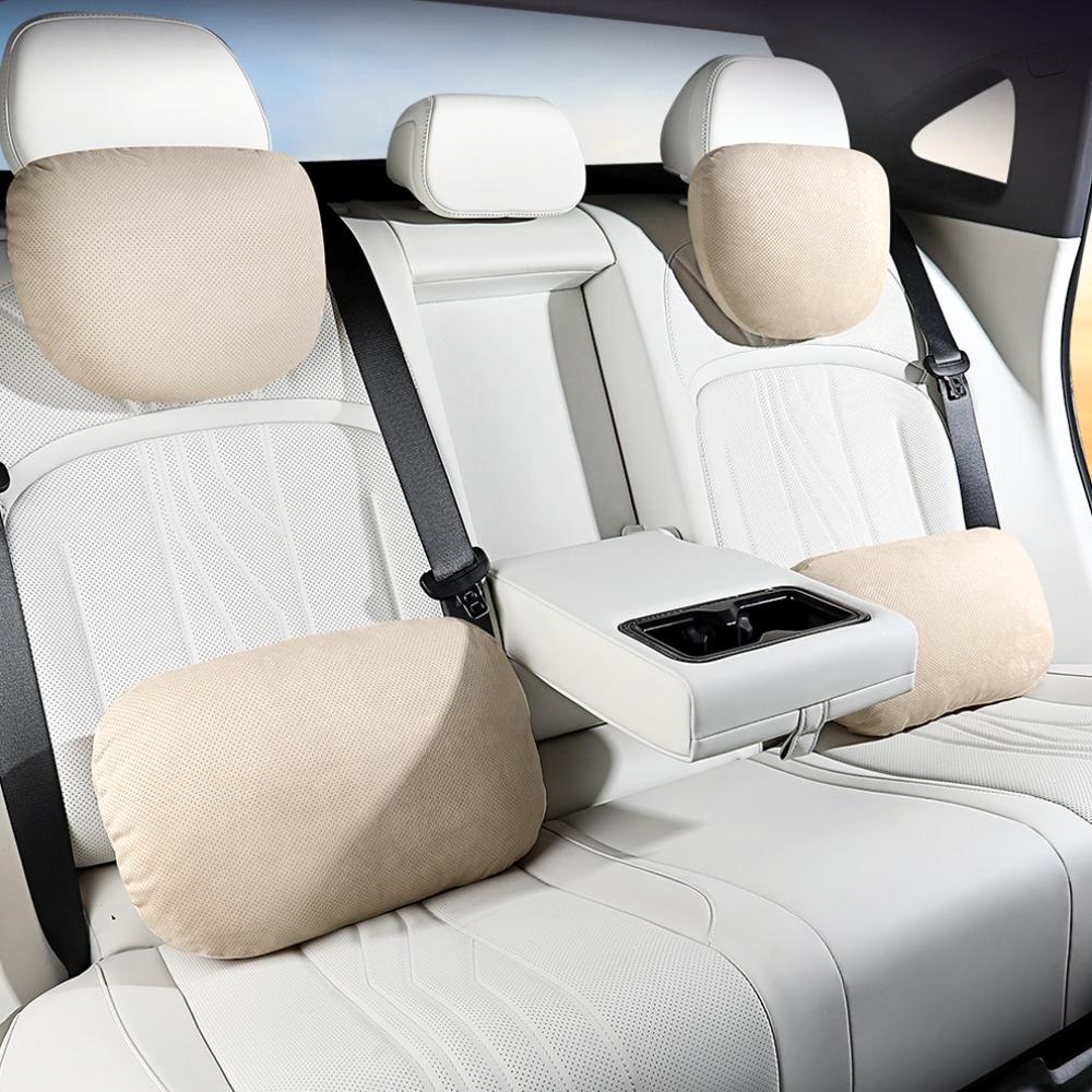 Pernă Respirabilă pentru Tetiere și Zona Lombară a Scaunelor Auto din Piele Velură, Înălțime Reglabilă, Material Premium pentru Confort și Ameliorarea Stresului