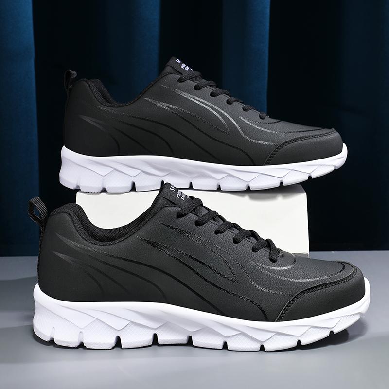 Fat feet wide fat large size spring and autumn casual sports black shoes chef leather shoes
