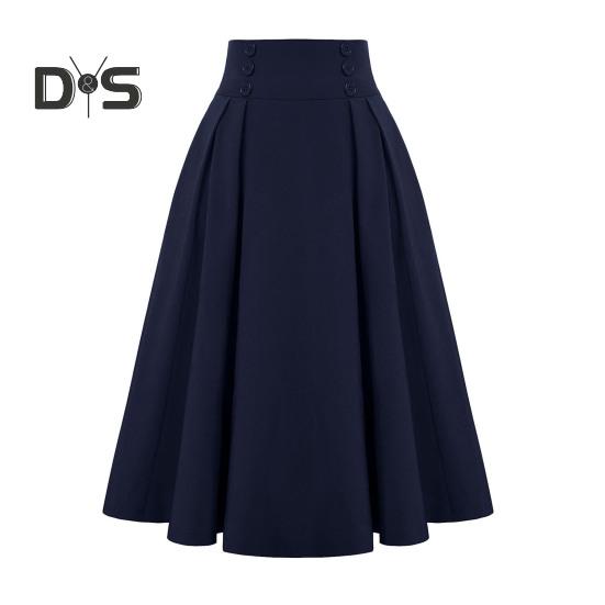 

Женская юбка, эластичная, с высокой талией, юбка-миди А-силуэта, контрастный клетчатый принт, большой подол, юбка длиной до середины икры, повседневная одежда XL темно-синий