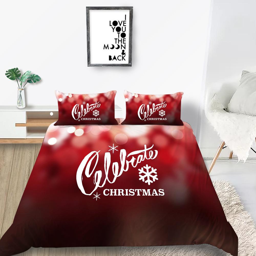 Digital Printing Quilt Cover Pillowcase Two Or Three Piece Set Christmas Gift Polyester