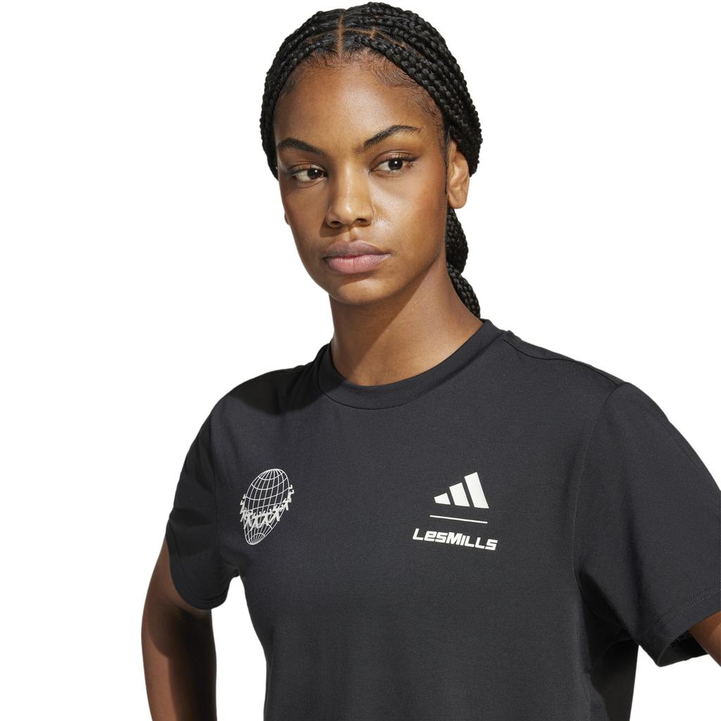 Adidas Short Sleeve LESMILLS Graphic Black Women's T-Shirt, (CT366, JW3869)