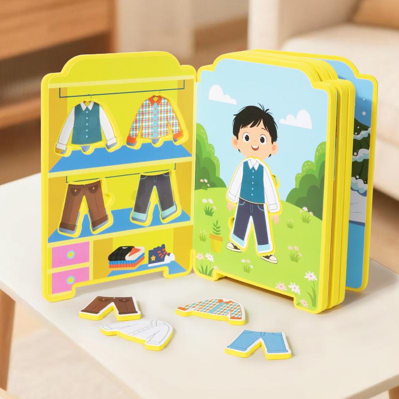 Educational Puzzle Dress Up Book For Children With Magnetic Stickers And Quiet Play