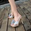 2020 New Summer Flower Cool Slippers Sexy Fish Mouth Nightclub Stiletto Women's Shoes