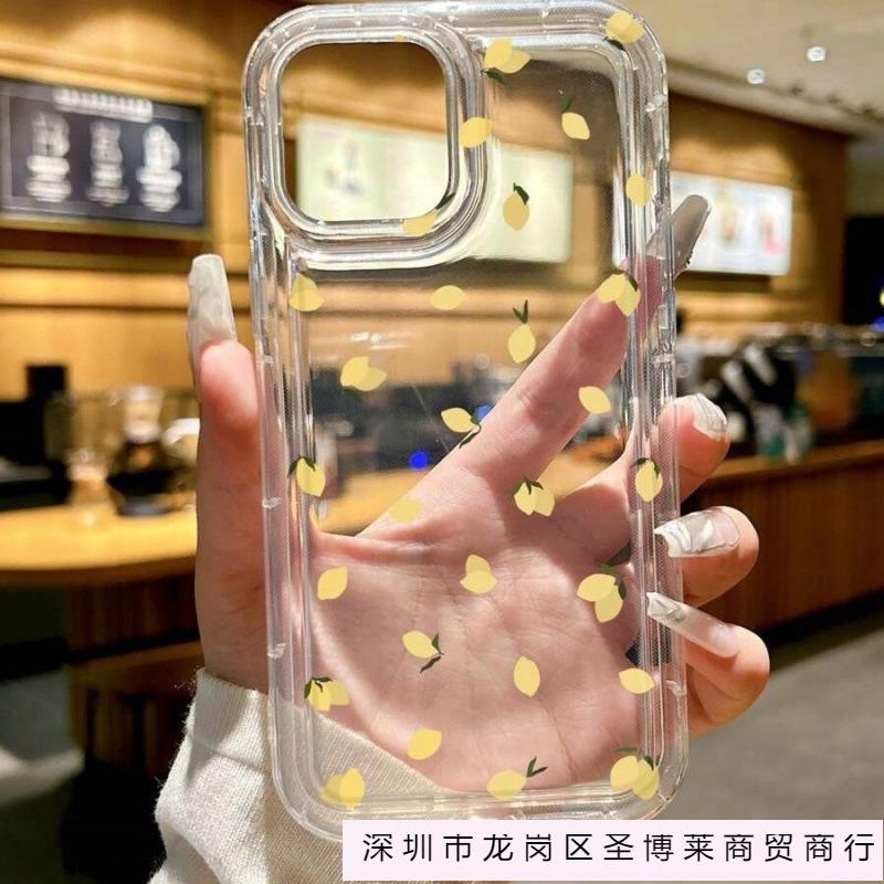 Fresh Small Lemon Is Suitable for Apple 16promax Mobile Phone Case 15plus14 Transparent 13 Airbag 12 Foreign Trade
