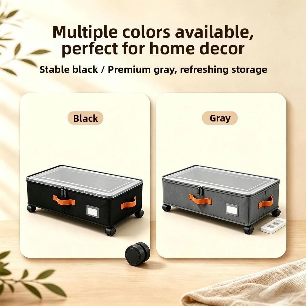 Clear Lids Rollable Storage Box Stackable Underbed Drawer with Wheels For Blankets