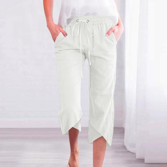 Pantalones cortos para mujer, cintura elástica con cordón ajustable, diseño informal de pierna suelta.