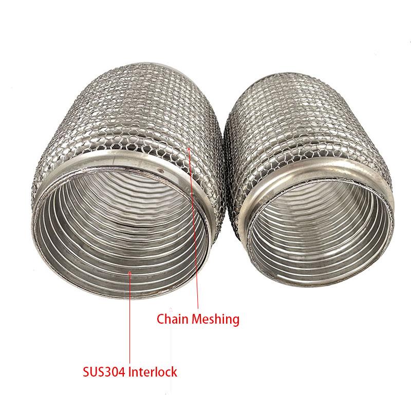 Stainless Steel SUS304 Exhaust Flex Pipes Tube Flex Coupler With Interlock Super Flexible  63*150mm 76*150mm 63x100mm 76x100mm