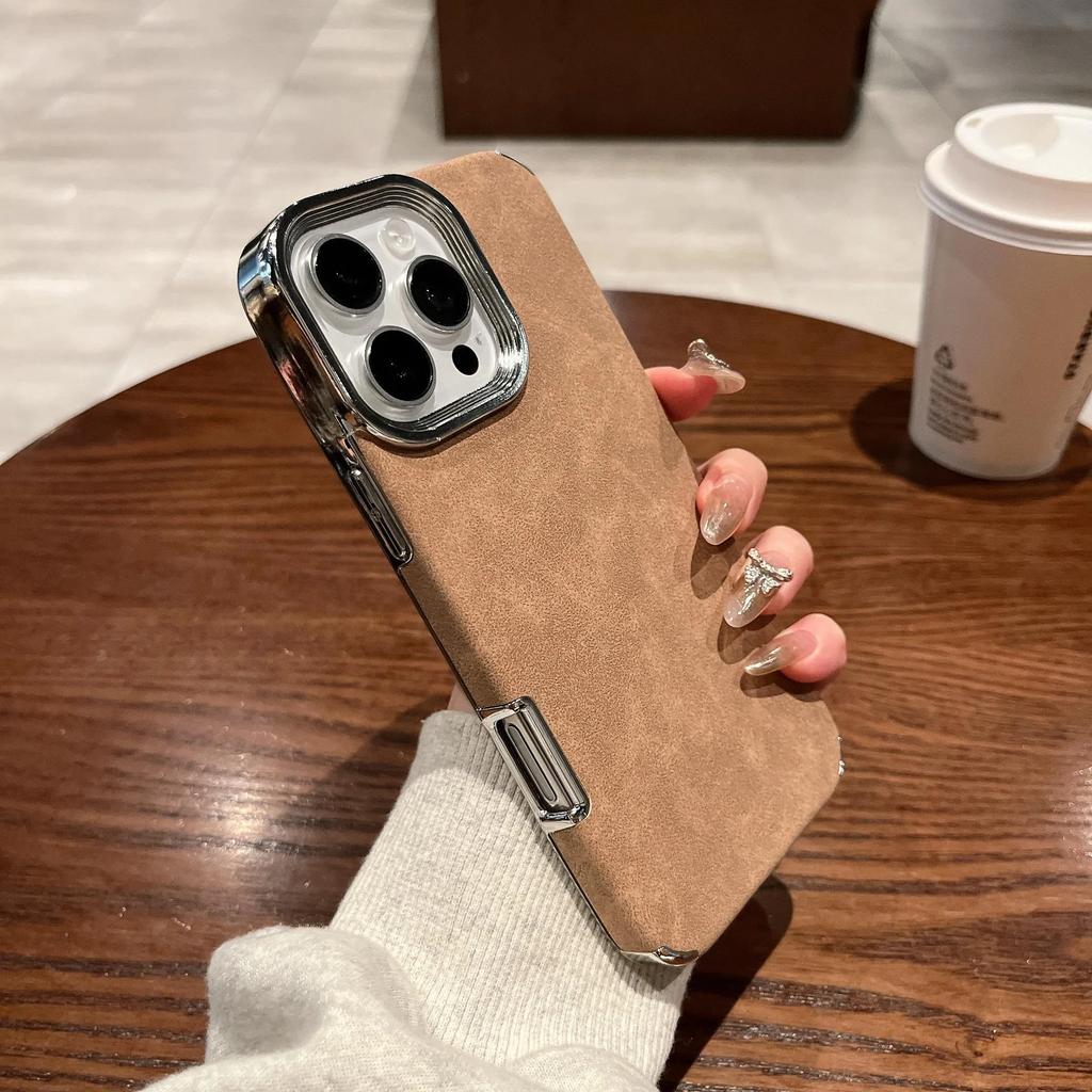 Luxury Matte Soft Leather Phone Case For iPhone 15 14 Plus 13 12 11 Pro Max 16 Plus Lens Protection Shockproof Silicone Cover