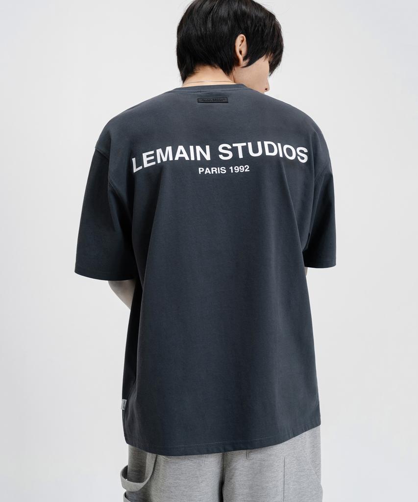 LEMAIN SECOND Back Point Studio Oversized Short Sleeve T-Shirt [Charcoal]