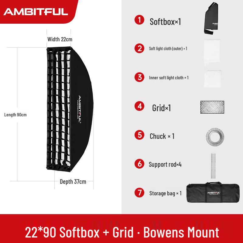 Ambitful Softbox with Bowens Mount and Honeycomb Grid for Studio Flash