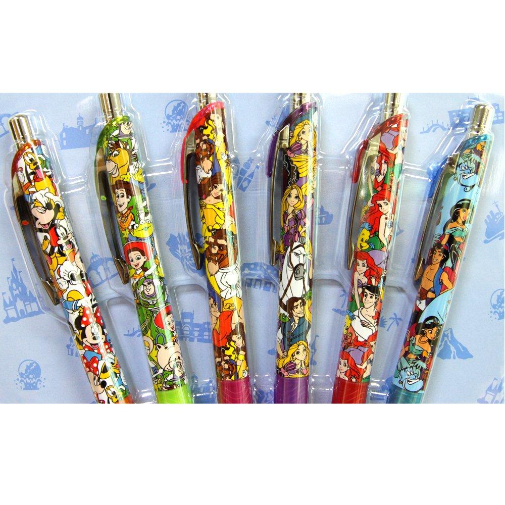 Disney Ballpoint Pen Set of Featuring Characters and More Resort 6, Mickey, Minnie, Donald, Ariel, Rapunzel, (Disney Exclusive)