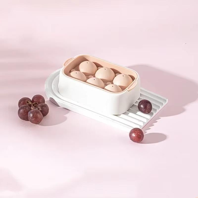

1PC Rotundity Silicone Gel Ice Lattice Frozen Ice Cube Artifact Ice Making Mold Household Silicone Ice Tray With Lid рожевий