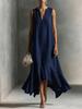Fashion Deep V-neck Sleeveless Elegant Slimming Irregular Hem Dress