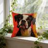 Pillow Case Red And Yellow Boston Terrier Dog Print Decorative Cushion Cover For Home Living Room Sofa Bedroom Window Seat
