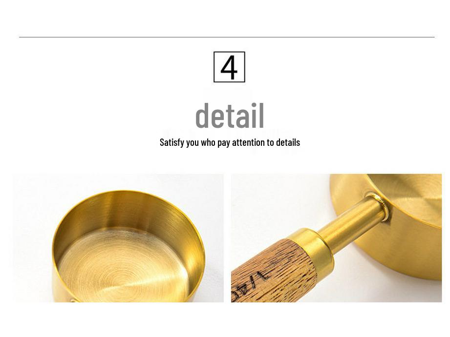 8-Piece Rose Gold Stainless Steel Measuring Spoon & Cup Set with Acacia Wood Handles