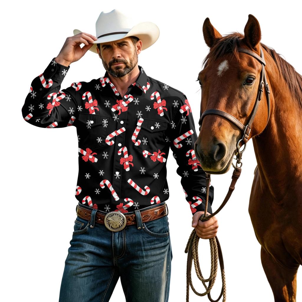Men's Long Sleeve Shirt Cardigan with Two Pockets