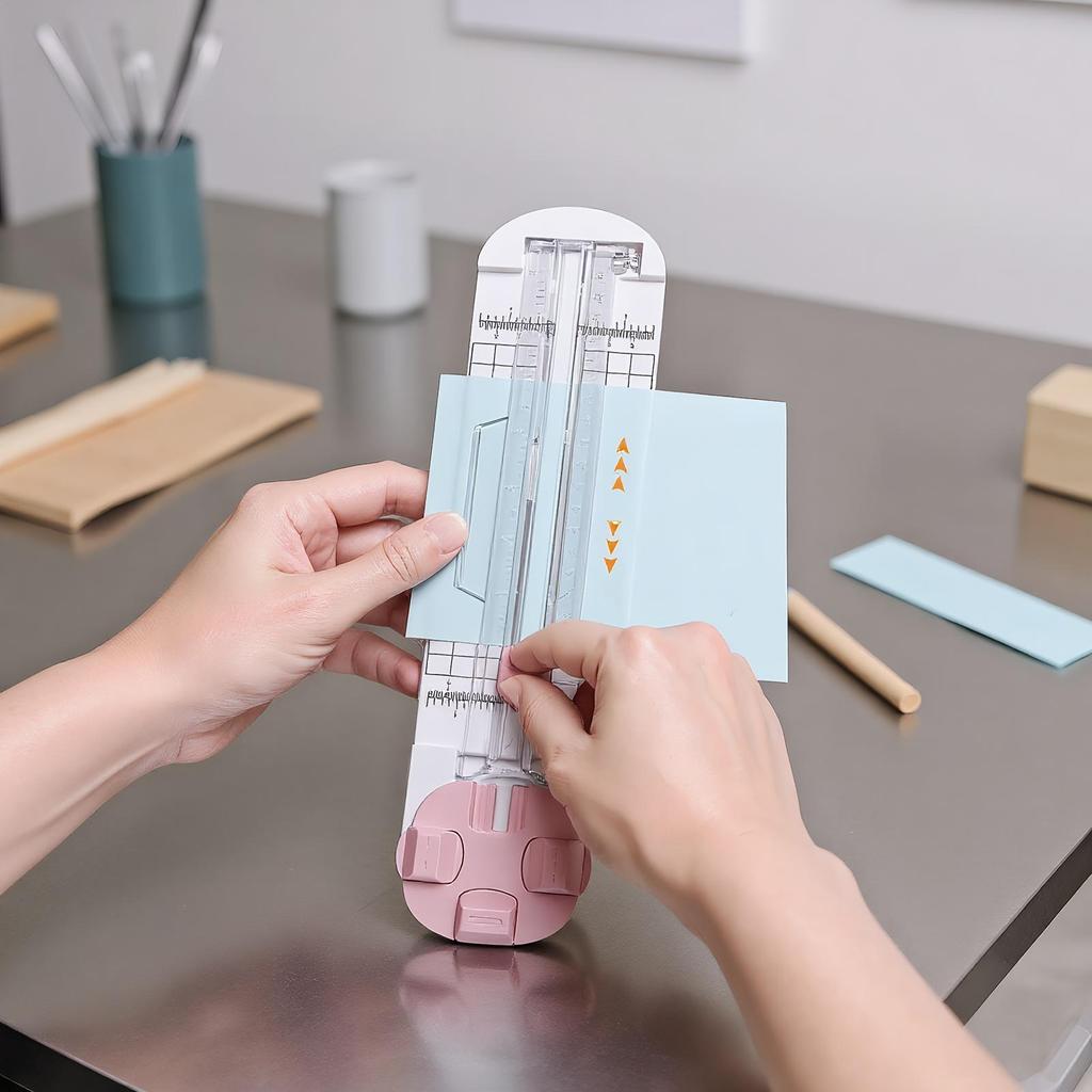 Paper Trimmer Cutter Multi-Function Scrap Booking Tool with Straight Wave Perforated Creasing Blades for Craft Paper Photo