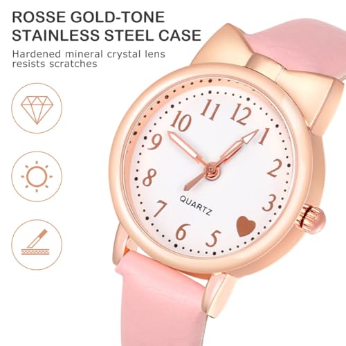 POPETPOP Girls' & Boys' Sports & Student Watches, Luminous, Waterproof, Analog, Fashionable, Cute, Pink