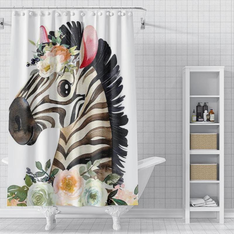 Panda Rabbit, Cat, Lion, Animal Shower Curtain Waterproof Cloth Bathroom Curtain Anime Animal Style Modern Shower Curtain