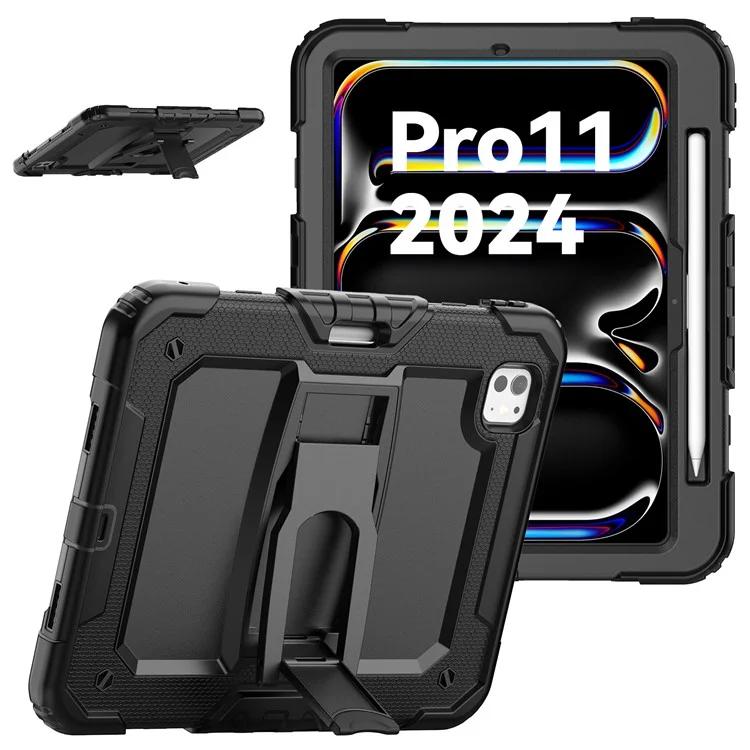 

Для iPad Про 11 (2024) Чехол с плечевым ремнем для ПК + силиконовый чехол для планшета