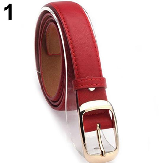 Fashion Women Faux Leather Alloy Pin Buckle Waist Strap Belt Slim Waistband