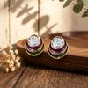 Explosive hand-painted enamel color three-layer round cake stud earrings light luxury simple light luxury high-end women's temperament earrings
