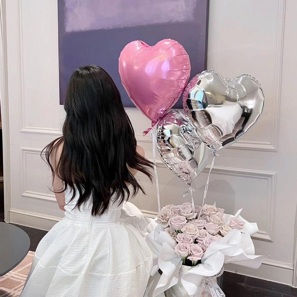 Red Heart Aluminum Foil Balloon - Romantic Photo Props for Proposals and Birthday Decorations