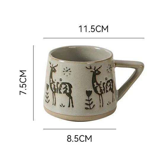 Christmas Vintage Ceramic Mug Nordic Style Creative Coffee Cups with Handle Household Office Milk Water Tea Cup Drinkware Gifts