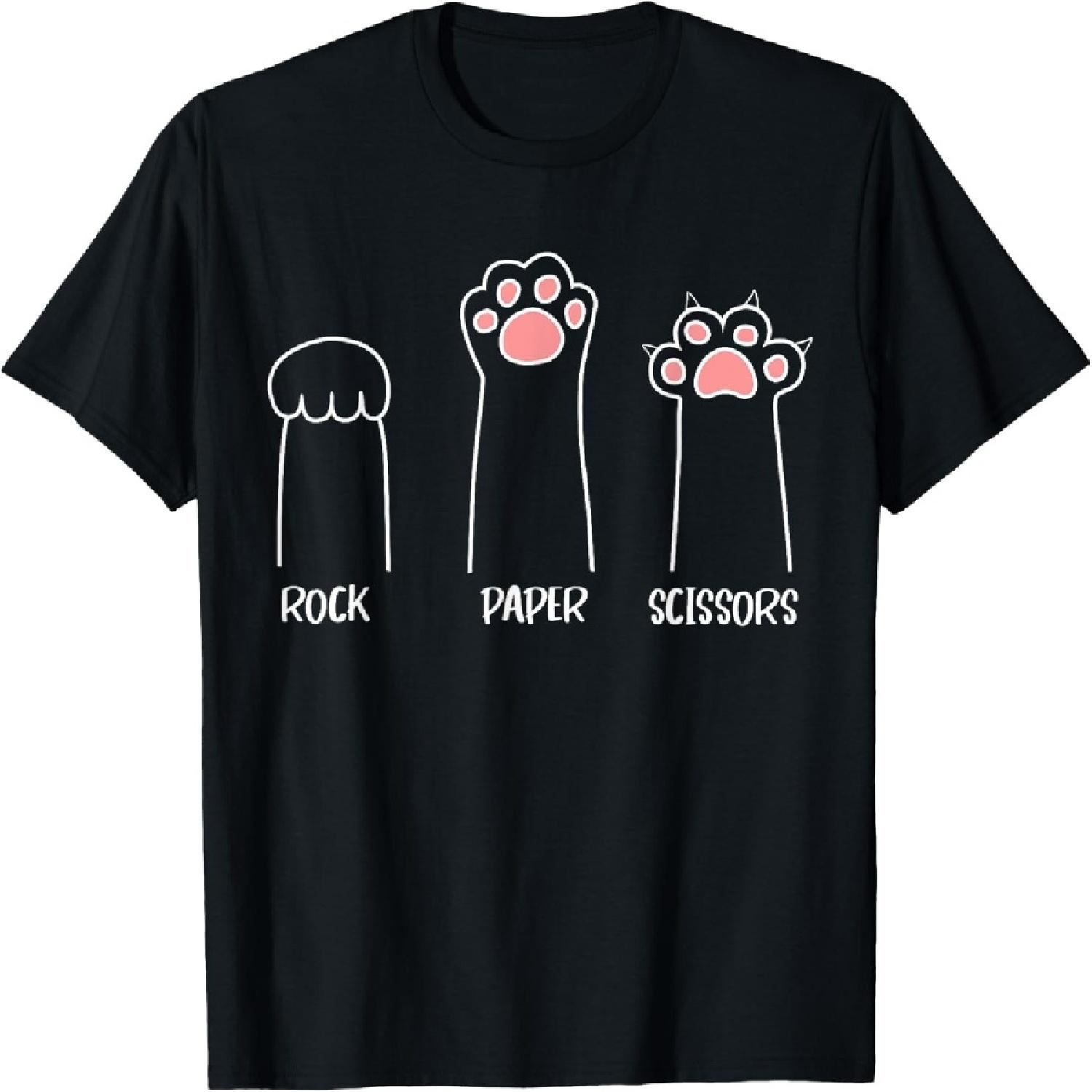 Rock Paper Scissors Hand Game Cute Paw Funny Cat T-Shirt XXXXXL разноцветный